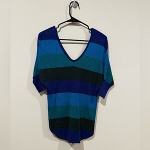 Express size CS sparkle deep V front & back sweater w/ button detail on back